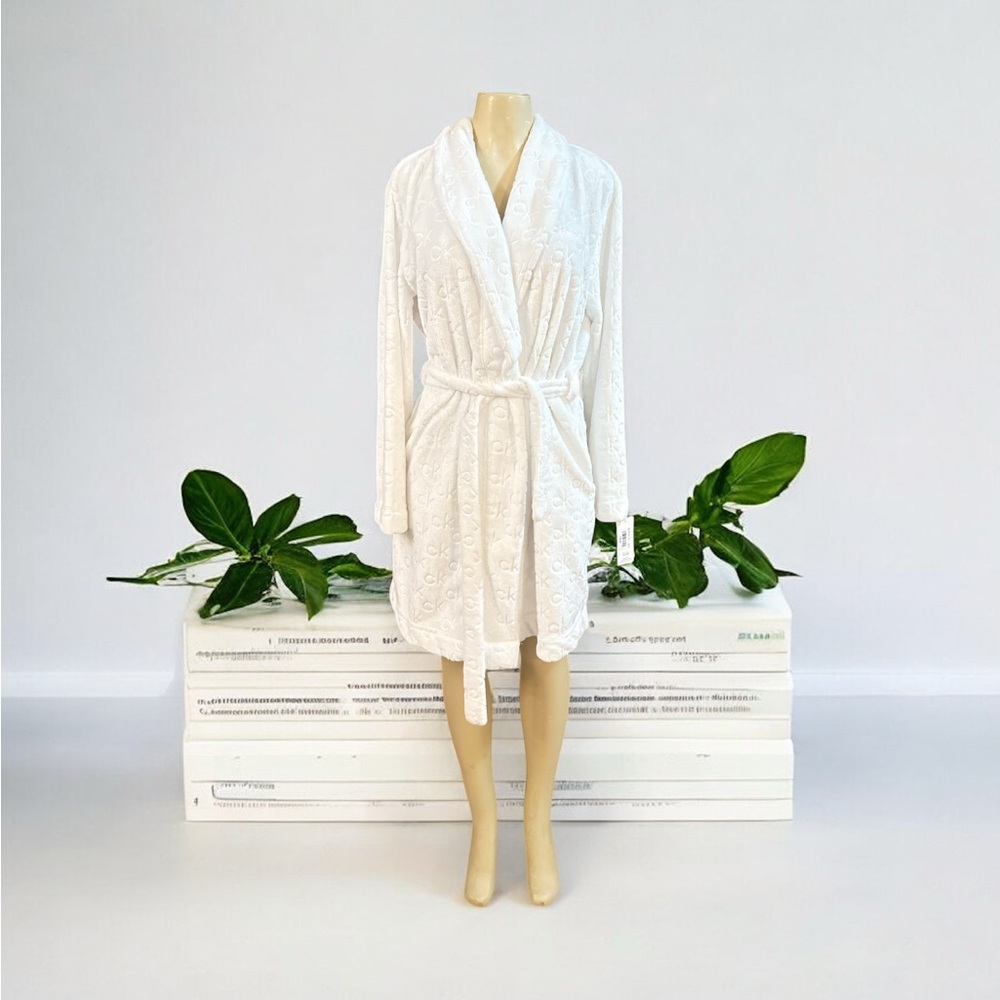 CALVIN KLEIN Women's Kimono Wrap Sleep Robe Long Sleeve White Color.Size XS/S - Picture 5 of 10